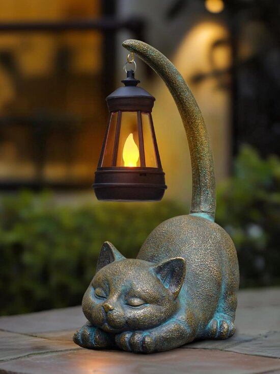 Other - Solar Garden Statues Cat Figurine with Solar Light Outdoor Decorations for Patio